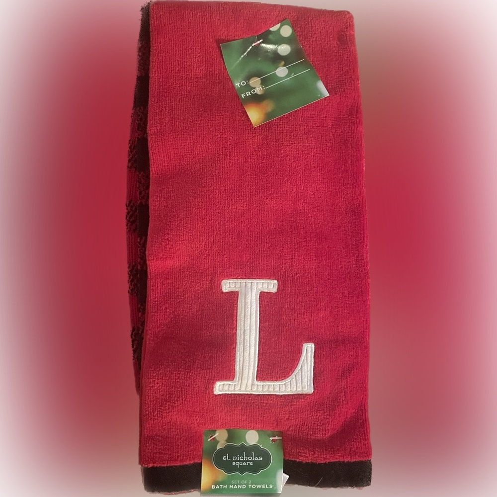 Monogram L and Buffalo‎ Check 2 Pack Hand Towels.